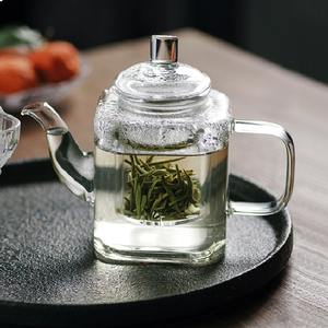 Théière en verre avec filtre transparent, résistante à la chaleur, petite théière en verre borosilicate, théière carrée - Product Image 6