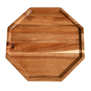 Plateau de service en bois d'acacia massif pour aliments avec emballage de vente au détail personnalisé Plateaux de service en bois gravés avec logo - Product Image 4