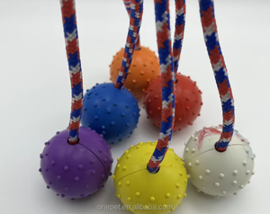 Bola berduri hewan peliharaan mainan kunyah tali tindik tidak bisa hancur interaktif anjing bermain bola karet lucu dengan tali - Product Image 4