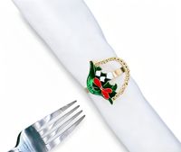 Weihnachtlicher Serviettenring mit Grünem Stechpalmen- und Öltropfen-Design für Hotel- und Bankett-Weihnachtstischdekoration
