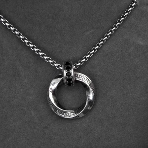 Kupfer-Möbius-<span class=keywords><strong>Ring</strong></span>-Anhänger-Halskette, Schwarzer Zirkon Griechischer Schlüssel Retro-Schmuck für Männer und Frauen - Product Image 5