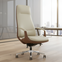 Chaise de bureau de direction en cuir effet bois, design moderne, chaise pivotante ergonomique avec hauteur réglable, certifiée BIFMA