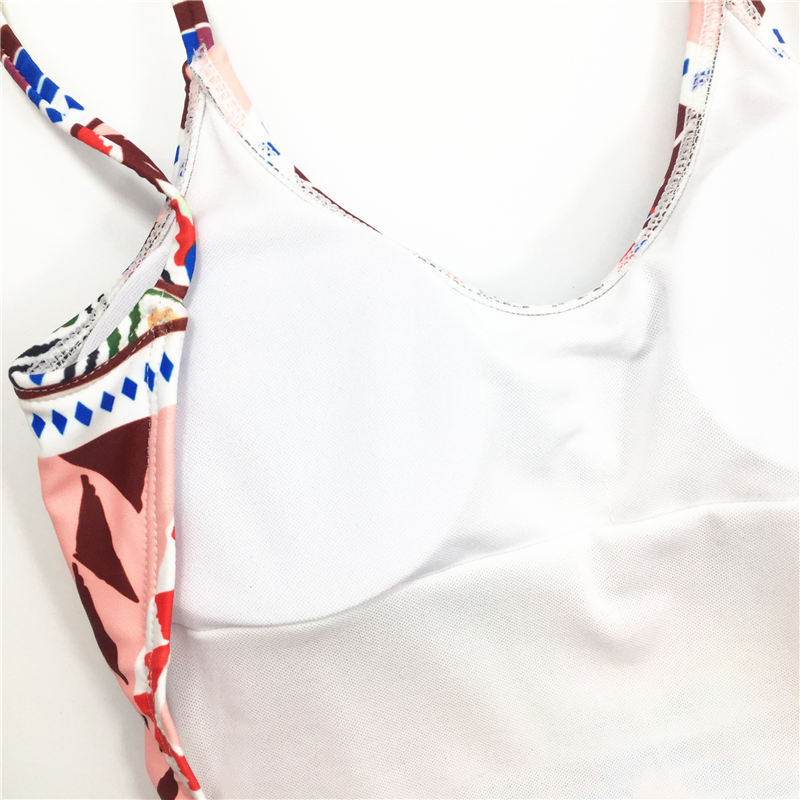 One-piece swimsuit Maldives style printed multi binding swimsuit custom swimwear sexy bikini