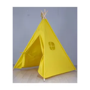 Custom Color Indoor Wood Frame Wooden Cotton Canvas Teepee Play House Indian Tent Toy House