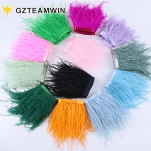 Großhandel 8-10CM/10-15CM 52 Bunte dekorative Feder Spitze Fransen Quaste Trim Saum Kleid Kleidungs stück Zubehör Straußen feder