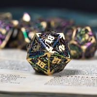 Pour Udixi Logo personnalisé RPG donjons et Dragons creux métal araignée jeu de dés ensemble polyédrique avec boîte en métal emballage