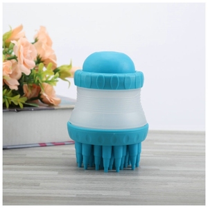 Peigne à récurer pour animaux de compagnie outil de bain Silicone souple Massage pour animaux de compagnie douche brosse de bain chien douche avec conteneur de shampooing - Product Image 2