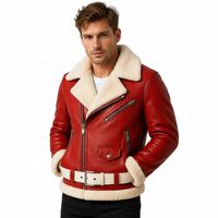 Blouson Aviateur d'Hiver pour Homme OEM, Style Noël Personnalisé, Contraste Bicolore, en Peau de Mouton, Veste Bomber d'Extérieur – Vente Directe Usine