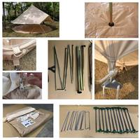 Tente de camping en toile de coton avec cheminée, pour 8 à 12 personnes, quatre saisons, imperméable, camouflage, poteaux en fibre de verre