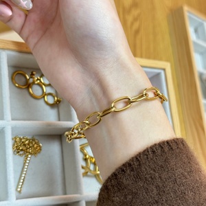 Stainless Steel Jewelry <b>Bracelet</b> 18K <b>Gold</b> Plated Minimalist Chain Link Adjustable Size <b>Chunky</b> Shell Heart <b>Bracelet</b> for Women - Product Image 2
