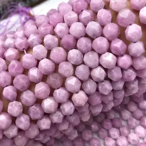 Perles de bijoux en Kunzite violette à facettes pour bricolage, polies de 8mm, longueur: environ 38-40cm, 1651013
