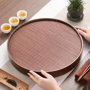 Bandejas de té redondas de bambú al por mayor, tamaños grandes, tapetes de bambú, bandejas de té de bambú, pedido mínimo de una pieza, almacenamiento de agua de alta gama - Product Image 3