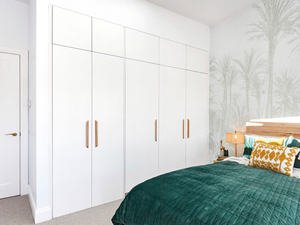 Vermonhouzz Modern Minimalist <strong>White</strong> Wardrobe <strong>Bedroom</strong> <strong>Furniture</strong> - High <strong>Gloss</strong>, Matte, and Fabric Texture Finish Custom Closet - Product Image 6