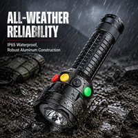 Such- und Rettungs-Taschenlampe mit Unabhängigen RGB-Signal-Tasten, Aluminiumlegierung, USB-C Aufladbar, Notfall-Warnleuchte