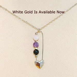 Épingle de sûreté Dainty Heart avec <span class=keywords><strong>collier</strong></span> pendentif en perles de pierre de naissance naturelle pour les femmes nouveauté 2023 - Product Image 3