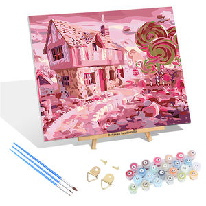 Rose Bonbons Maison <span class=keywords><strong>Peinture</strong></span> par Numéros Fantaisie Campagne Paysage <span class=keywords><strong>Peinture</strong></span> par Numéros Sans Cadre Mur <span class=keywords><strong>Art</strong></span> <span class=keywords><strong>Peinture</strong></span> À L'huile - Product Image 1