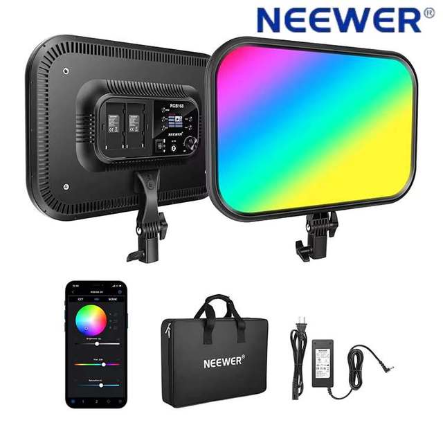 For 18.3-inch 360 Full Color RGB LED Video Light Panel with 2500-8500K Color Temp & 60W Power Game App Control