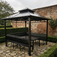 Pavillon en acier de style ferme, grande structure de jardin, moustiquaire, coupe-vent, montage facile, pour jardin et cour arrière