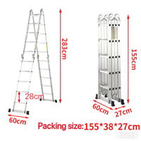 Échelle pliante multifonctionnelle en aluminium, grande et petite, à charnières, échelle télescopique pour l'escalade, vente chaude
