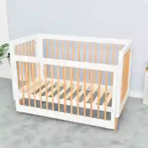 Tempat tidur bayi, furnitur kayu Modern dengan rel geser