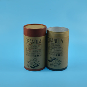 <span class=keywords><strong>Tube</strong></span> en Carton Kraft Naturel Personnalisable Biodégradable Écologique Recyclable pour Cadeau Alimentaire de Granola de Marque - Product Image 5