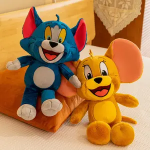 Wholesale Cartoon cat and mouse plush doll Cartoon Anime Stuffed Animal Plush Peluche Tom Cat Jerry Mouse Kids' Soothing Doll