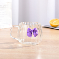 Tasse à café/eau en verre transparent, résistante à la chaleur, en forme de citrouille, avec nœud décoratif, pour la maison