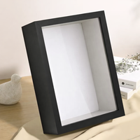 Nouvelle Arrivée Cadre Photo Boîte à Ombre en Bois Noir Profondeur 3cm Tailles 5x7 8x10 16x20 A3 A4 Protection UV