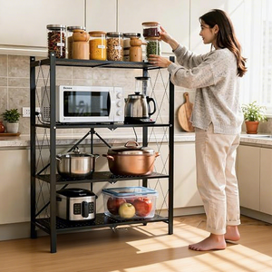 Étagère de rangement moderne en métal à 4 niveaux avec roulettes pour l'organisation de la cuisine, type sur pied - Product Image 2