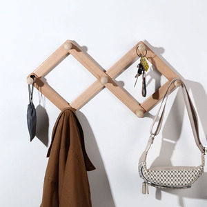 Porte-crochets mural en bois pliable, rangement multi-usages pour vêtements et sacs, utilisation dans la salle de bain et l'entrée - Product Image 2
