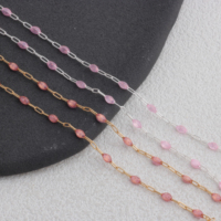 Chaîne trombone fantaisie en or 14K plaqué/argent S925 émaillé rose 3+1 pour accessoires de fabrication de bijoux permanents faits main DIY