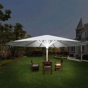 Sombrilla de Patio Resistente a los Rayos UV, Tela de Poliéster Impermeable, Recubrimiento de Polvo Blanco, Sombrilla de Jardín para Exteriores - Product Image 2