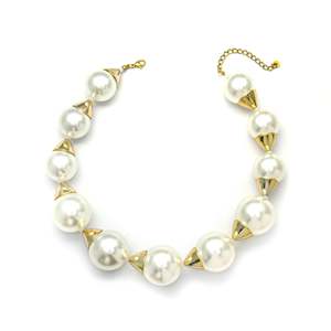 Collar de perlas con cuentas cónicas chapadas en oro, acero inoxidable 316L, joyería sostenible y resistente para mujer - Product Image 1