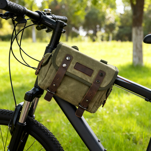 Fabricant OEM/ODM toile + sac de selle de <span class=keywords><strong>vélo</strong></span> en <span class=keywords><strong>cuir</strong></span> véritable sac à outils de cadre de <span class=keywords><strong>vélo</strong></span> de style <span class=keywords><strong>vintage</strong></span> pour hommes avec logo en relief - Product Image 2