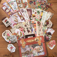 Simno 4 Styles Vintage Suitcase Ephemera Material Pack 115+ Pcs Scrapbook Kit Paper Stickers for DIY Journal Collage