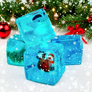 Christmas Night <b>Lights</b> Ice Block Squishy Toys Maltose Slow Rebound Night <b>Lights</b> Snowflake <b>Cube</b> Decompression Toys - Product Image 5