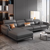 Sofá Seccional en Forma de L de Piel Sintética Reclinable Moderno KMJ para Sala de Estar, Apartamento, Villa, Muebles para Sala de Estar