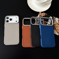 Funda Protectora de Fibra de Carbono a Prueba de Golpes para iPhone 17 16 15 14 13 12 11 Pro Max, Color Sólido