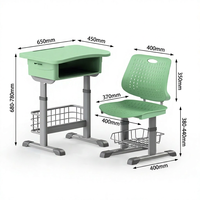 Chaise de bureau moderne et confortable à dossier simple avec accoudoirs pour mobilier scolaire de salle de classe primaire, structure en tube d'acier ovale, plastique