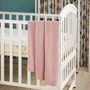 Couvertures pour bébés tricotées en coton peigné, point de riz rose vert <span class=keywords><strong>magique</strong></span>, <span class=keywords><strong>couverture</strong></span> de serviette pour nouveau-nés - Product Image 4