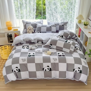 Ensemble de literie confortable et écologique de style nordique en quatre pièces, motif végétal et animal, polyester brossé, imprimé sergé, <span class=keywords><strong>lecture</strong></span> - Product Image 1
