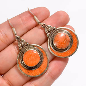 Boucle d'oreille en argent tibétain 925, bijou Vintage, à la mode, authentique - Product Image 2