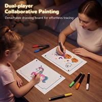 Tableau de Dessin LED en Acrylique à Lumière Chaude, Tableau d'Notes Effaçable, Panneaux Doubles pour Enfants, Support Créatif, 7 Couleurs, Alimentation USB, Anniversaire