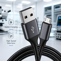 Kabel Micro USB USB-A/Micro USB 2A Pengisian Cepat Transfer Data 2 Meter Desain Trapesium Sudut Kanan Ponsel V8