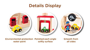 Jouets de stationnement en <span class=keywords><strong>bois</strong></span> pour enfants, jeu préscolaire pour la famille, construction d'escaliers, <span class=keywords><strong>garage</strong></span>, voitures - Product Image 6