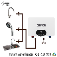 Lavabo con Certificación CE, de Uso Instantáneo, Mini, Compacto, Digital, Ahorrador de Energía, con Pantalla LED, sin Tanque, Eléctrico, para Hotel y Hogar