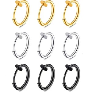 <b>Clip</b> On Earrings Stainless Steel Round Men's Minimalist Punk Style Spring <b>Clip</b> Earrings Geometric Design Fashion Jewelry - Product Image 5