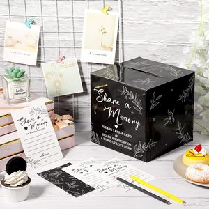 Nicro 51PCs Farewell Party Favors Share a Memory Collections of Life Goodbye Funeral Black Memorial Card Box Juego de tarjetas de invitados - Product Image 5