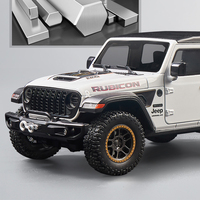 Voiture miniature tout-terrain en alliage 1/18 avec fonction de recul, portes ouvrantes et son, bleu/blanc/noir, jouet souvenir pour enfants