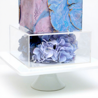 Support à gâteau transparent carré en acrylique, remplissable, à étages, pour mariage, anniversaire, banquet, décoration d'hôtel
